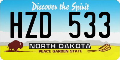 ND license plate HZD533