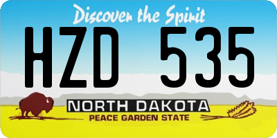 ND license plate HZD535