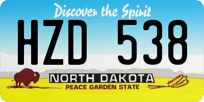 ND license plate HZD538