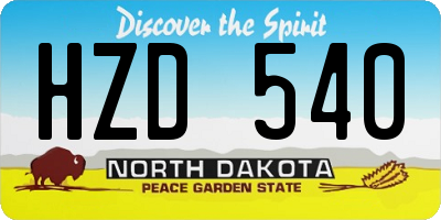 ND license plate HZD540