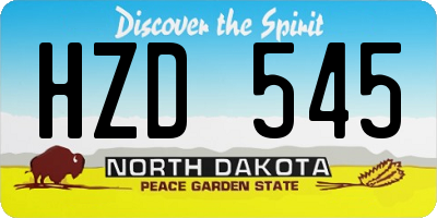 ND license plate HZD545