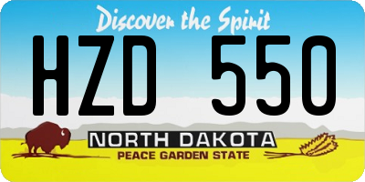 ND license plate HZD550