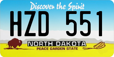 ND license plate HZD551