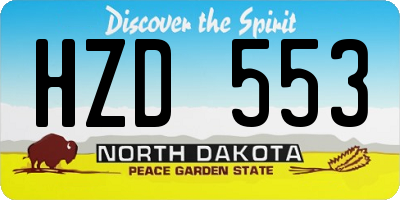 ND license plate HZD553