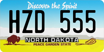ND license plate HZD555