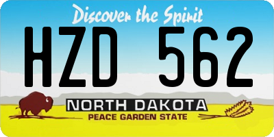 ND license plate HZD562