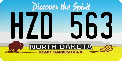 ND license plate HZD563