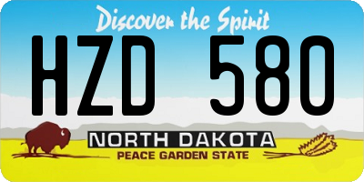 ND license plate HZD580
