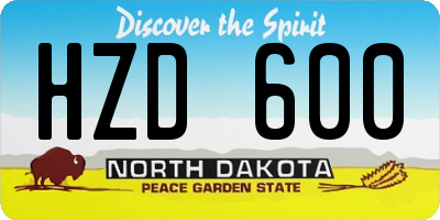 ND license plate HZD600