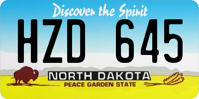 ND license plate HZD645