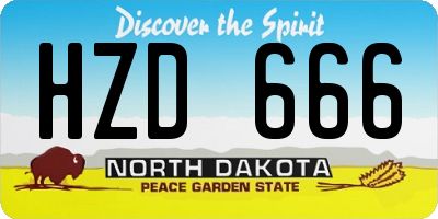 ND license plate HZD666