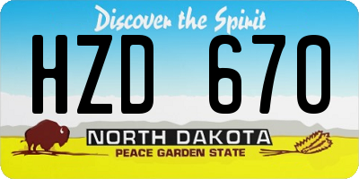 ND license plate HZD670