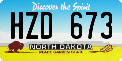 ND license plate HZD673