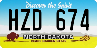 ND license plate HZD674