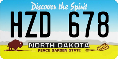 ND license plate HZD678