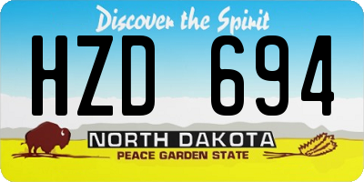 ND license plate HZD694