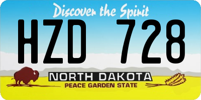 ND license plate HZD728