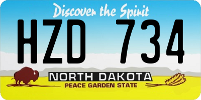 ND license plate HZD734