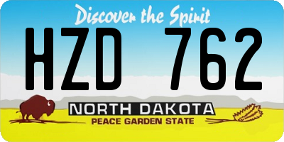 ND license plate HZD762