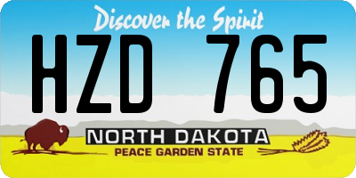 ND license plate HZD765