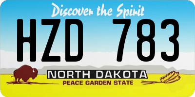ND license plate HZD783