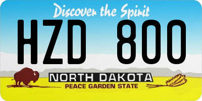ND license plate HZD800