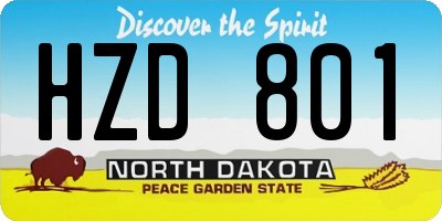 ND license plate HZD801
