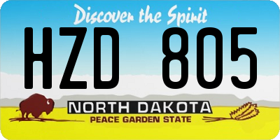 ND license plate HZD805