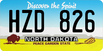 ND license plate HZD826