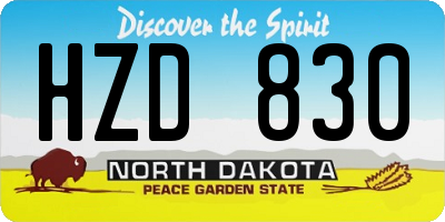 ND license plate HZD830