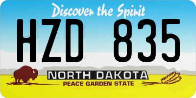 ND license plate HZD835