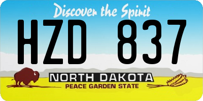 ND license plate HZD837
