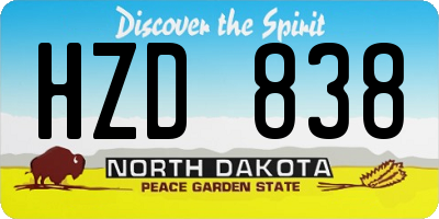 ND license plate HZD838
