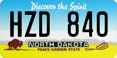ND license plate HZD840