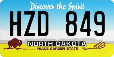 ND license plate HZD849