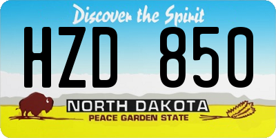 ND license plate HZD850