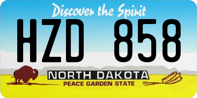 ND license plate HZD858