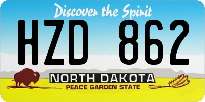 ND license plate HZD862