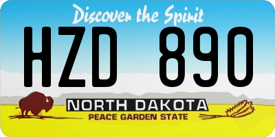 ND license plate HZD890