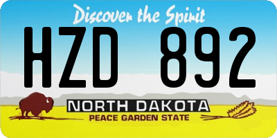 ND license plate HZD892