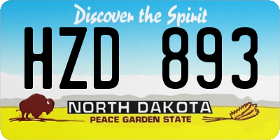 ND license plate HZD893