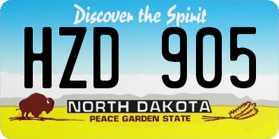ND license plate HZD905