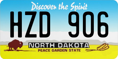 ND license plate HZD906