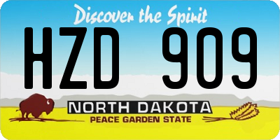 ND license plate HZD909