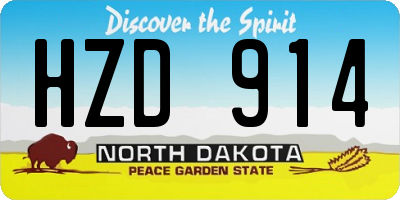 ND license plate HZD914