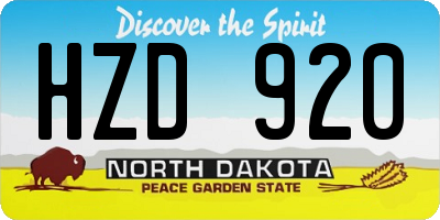 ND license plate HZD920