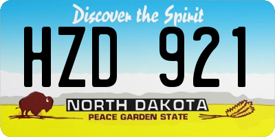ND license plate HZD921