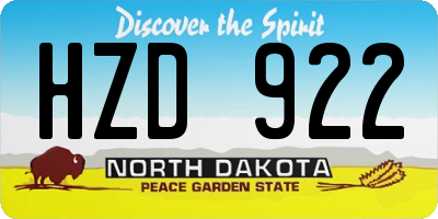 ND license plate HZD922