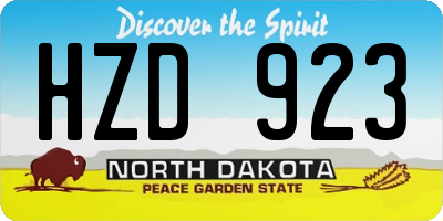 ND license plate HZD923