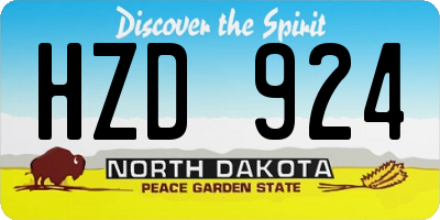 ND license plate HZD924
